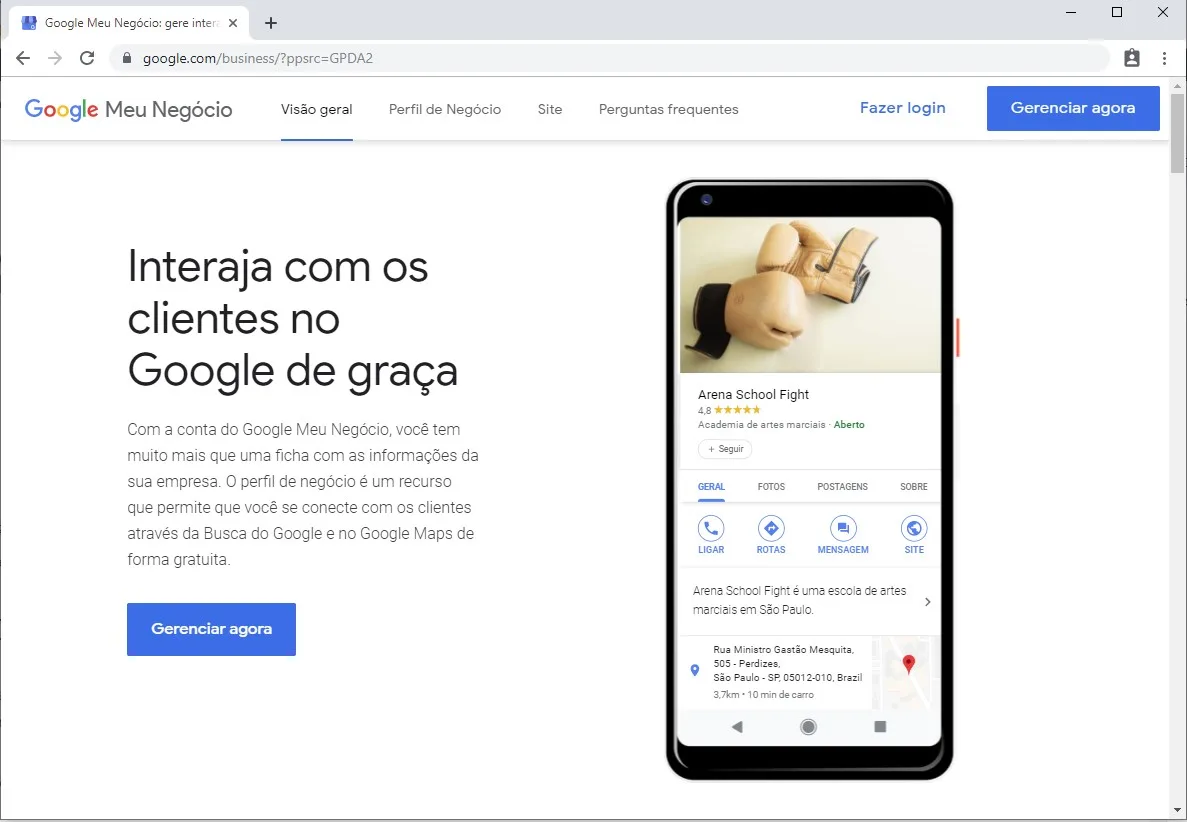 Site do Google Meu Negócio